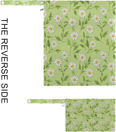 Burbuja 2 Pack, 2 Daisies in Green Wet Dry Bags for Baby Cloth Diaper Waterproof Reusable Wet Bag with Zippered Pockets
