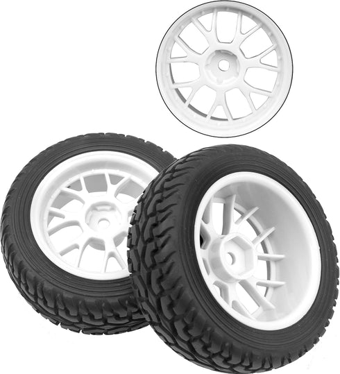 OD 75mm/2.95'' Rubber Tires & Plastic Wheel Rims, 12mm Hex for Traxxas HSP Tamiya 1/10 On-Road Cars