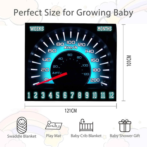 Racing Car Baby Monthly Milestone Blanket, 48x40in Soft Flannel, Newborn Mom Gifts, Baby Shower Tracker