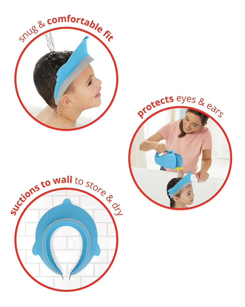 Skip Hop Baby Shower Cap Shield, Moby Bath Visor for Baby and Kids 9m +, Blue