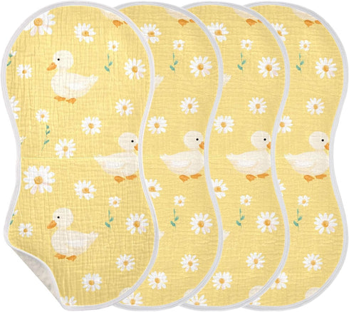 decor gift 4 Pack 22x11in Cotton Burp Cloths Easy Care Cute Animal Mallard Daisy Pastel Yellow spit up Cloth for Unisex