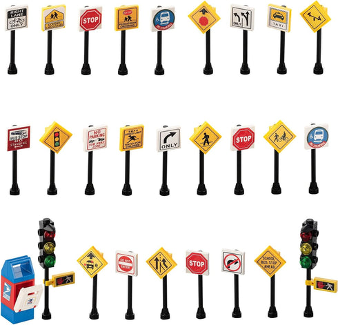 Custom Toys & Hobbies City/TOWN/VILLAGE/STREET 25 Play Road Signs, POST BOX, TRAFFIC LIGHTS