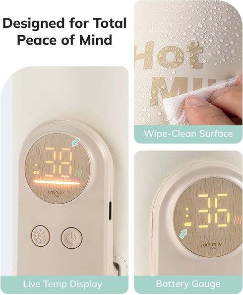6 Settings 2.5-3.3in Umimile Portable Bottle Warmer for Travel Heats the Bottle DirectlyNo Pouring, Fast Heating Baby