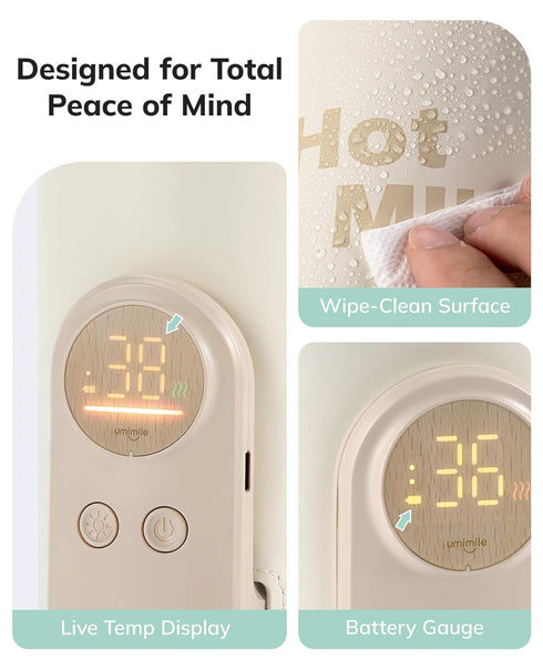 6 Settings 2.5-3.3in (8000mAh) Umimile Portable Bottle Warmer for Travel Heats the Bottle DirectlyNo Pouring, Fast