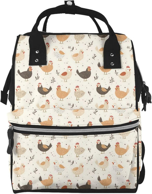 TZTTZT Cute Countryside Chicken Print Diaper Bag Backpack, Toddler Baby Girl Boy Diaper