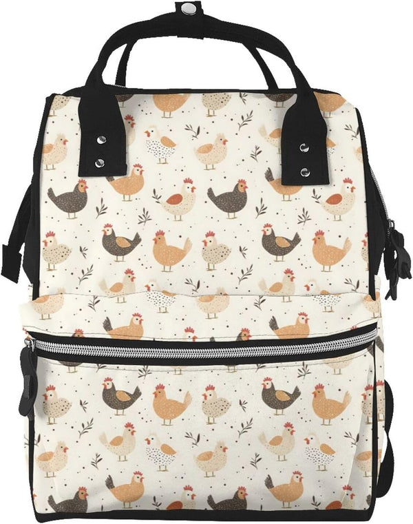 TZTTZT Cute Countryside Chicken Print Diaper Bag Backpack, Toddler Baby Girl Boy Diaper