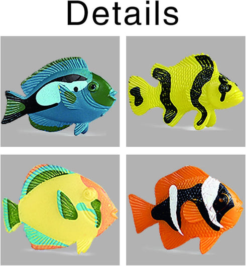 RCOMG 24PCS Tropical Fish Toys Set, Plastic Sea Creatures Figurines, Educational Ocean Animal Figures for Kids Party