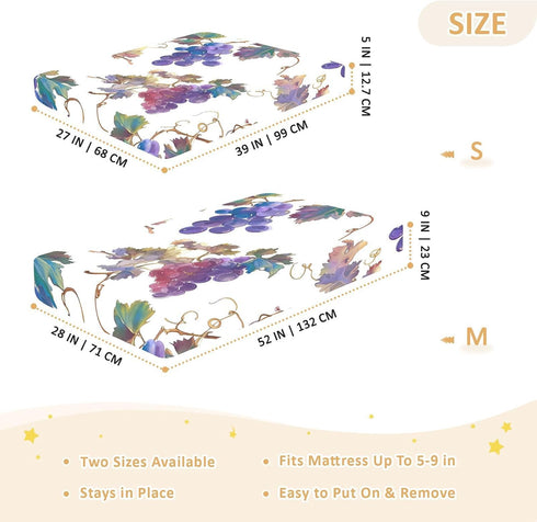 Bseiialft 52 28 Lavender Grapes Crib Sheets for Boys Girls Soft and Breathable Cotton Baby Sheets for Standard Crib