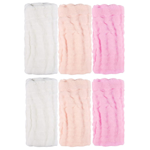 6 Pack, 12x12 Inches MUKIN Baby Washcloths and Burp Cloths, Soft Absorbent Towels for Newborns, (Pink)