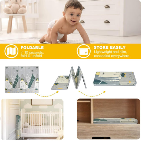 FINIKIS 79''x59''x0.4" Baby Play Mat, XPE Foldable Foam Play Mat for Floor, Soft Waterproof Playmats for Babies