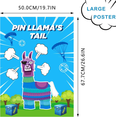 Video Game Party Decorations, Pin The Tails on Llama Game with 28PCS Tails Stickers for Video Game Theme Party