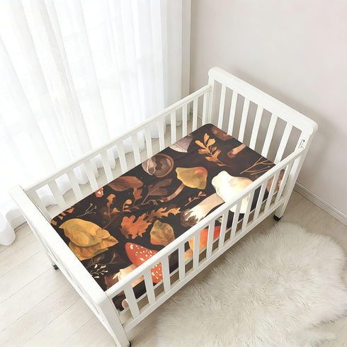 Bseiialft 52 28 Mushrooms Leaves Autumn Crib Sheets for Boys Girls Soft and Breathable Cotton Baby Sheets for Standard