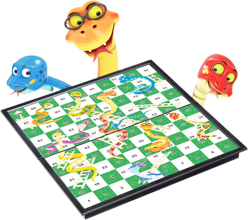 Travel Board Games Small Magnetic Snakes and Ladders, 9.7 Inches Portable Folding Board
