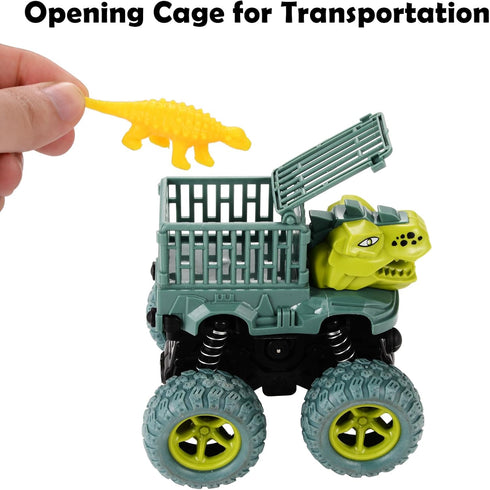 Dinosaur Toys for 2-5 Year Old Boys - Push & Pull Friction Powered Dinosaur Monster Truck Vehicles for Toddlers
