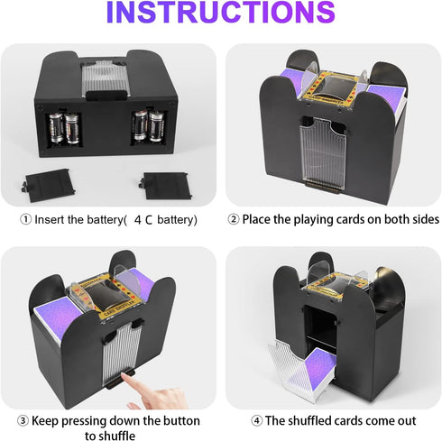 2/1/4/6 FEIERYA Automatic Card Shuffler Deck,Battery-Operated Electric Poker Shuffler,Playing Card Shuffler for Home