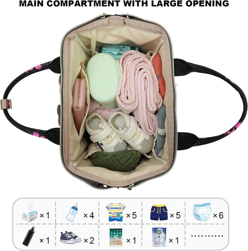 Dezcrab Backpack Backpacks Flamingo Baby Diaper Bag for Women, Large Capacity Waterproof Maternity Travel Nappy