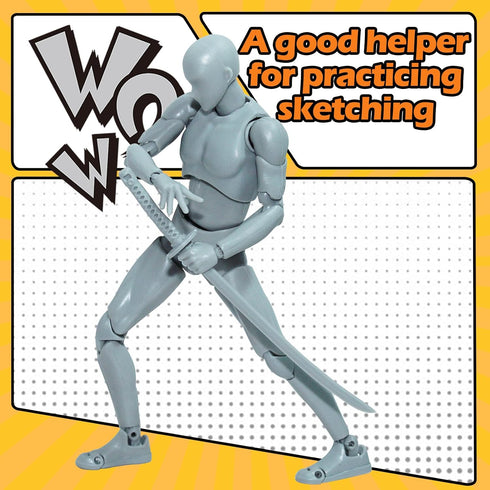 Action Figures Body-Kun DX & Body-Chan DX PVC Figure Model Drawing for S H Figuarts (Gray, Male)