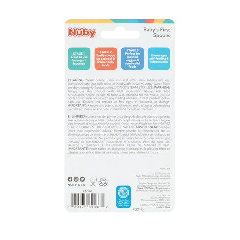 Nuby Baby's First Spoons Set, 3-Pack Feeding Utensils for Babies 6+ Months