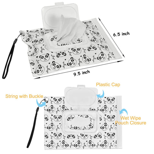 Umtiti (2BN+2Panda) Wipes Dispenser & Pouch/Tissue Bag, Wipes/Tissue Case with Moisture Seal Secure Lid, Non-Slip