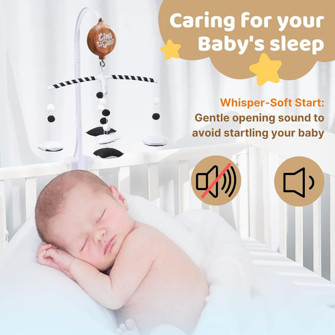 3 12 (30 TINITIGIES Crib Mobile Motor - Baby Mobile Music Box with Modes (Turn & Music, Turn Only, Music Only) Plays
