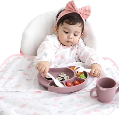 LoLaBi Coverall Baby Feeding Bib for highchair, ULTRA-THIN & Light-weight waterproof toddler bib,