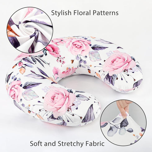 Pea Pod Nursing Pillow Cover for Baby Girl, Stretchy Removable Slipcover for Breastfeeding Pillows, Ultra Soft