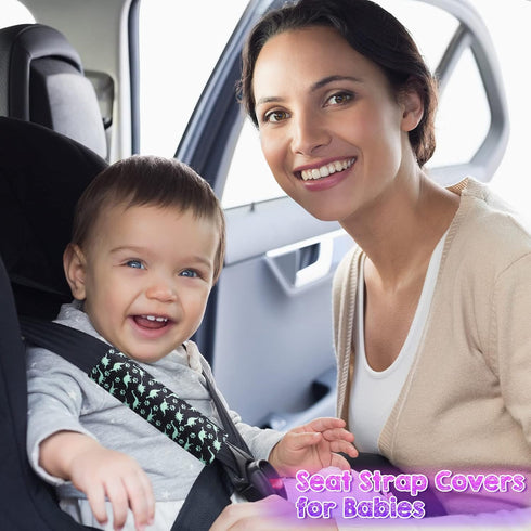 4 Pack Tuanse Car Seat Belt Covers for Kids Seatbelt Pillow Unicorn Dinosaur Baby Car Seat Strap Covers Head Rest