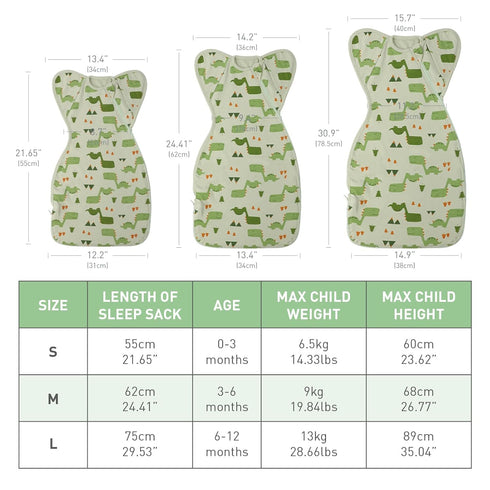 3-Way Wearable Swaddle Blankets Sleep Sacks with Arms Up, Hands Up Sleeping Sack Easy Diaper Changing Sleeping Bag