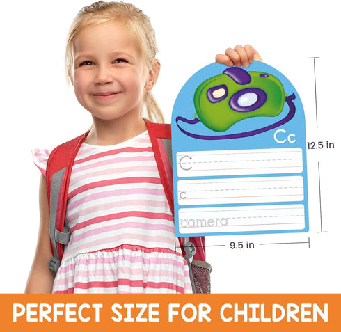 1-3, 13 26 Alphabet Writing Practice Cards, Handwriting Letter Educational for Kindergarten & Grade Double-Sided