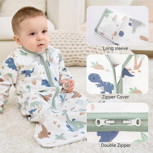 12-18 0.5 2-Way 2 Pack(Large) Baby Sleep Sack Months, Long Sleeve Baby Wearable Blanket Tog with Mittens, Zipper