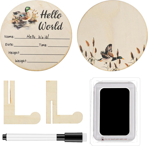 Tucnoeu Mallard Duck Baby Stuff, Duck Baby Announcement Sign with Marker Pen,5.9in Round