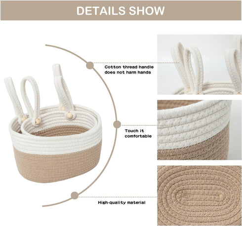 YAHUAN Cotton Hanging Basket for Organizing Hanging Wall Basket With Handle for Wall Decor Bedroom Car Seat Back