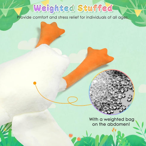 Goose Stuffed Animal Plush Toy, 20 Inch Cute Duck Pillow Doll, Gift for Anxiety Kids and Friends, White