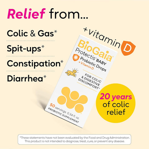 50 10mL BioGaia Protectis Baby Probiotic Drops | Colic & Gas Relief + Vitamin D | Safe for Newborns | Ease Crying