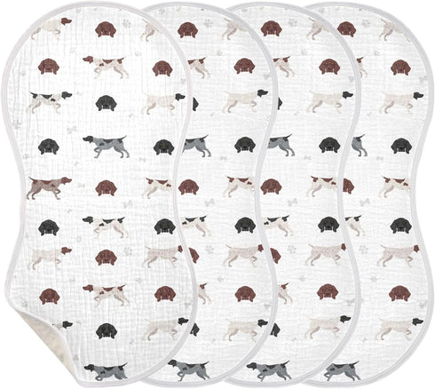 YYZZH German Shorthaired Pointer Dog Muslin Burp Cloths for Baby 4 Pack Soft