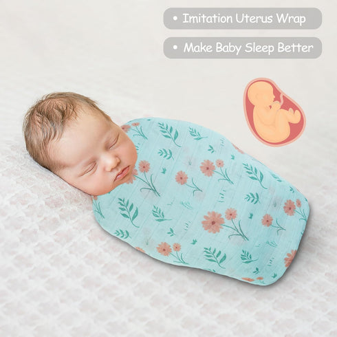 4-Pack 47 47 inches Viviland Muslin Swaddle Blankets, Breathable and Skin-Friendly Baby Receiving Blankets, Plants, x