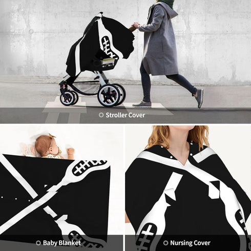 CQMZJHU Lacrosse Sticks Crossed Baby Car Seat, Rain Shelter, Multifunctional Nursing Cover for Newborns, Mother Care