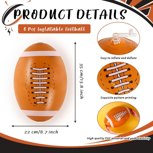 6 Pcs Giant Inflatable Footballs,16 Inch Blow Up Footballs Toys,Summer Pool Beach Balls,Sports Game Accessaries for Super Bowl Football Party Supplies,Indoor and Outdoor Use by YOTHORN