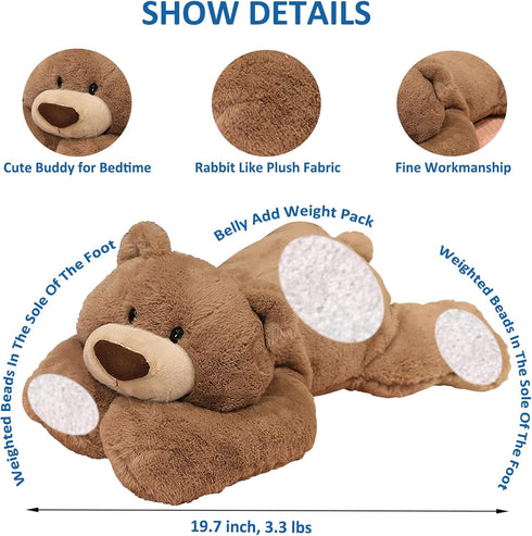 ronivia 19.7" 3.3lbs Weighted Stuffed Animals, Weighted Bear Stuffed Animal Toy Cute Brown Bear Plush Pillow Weighted