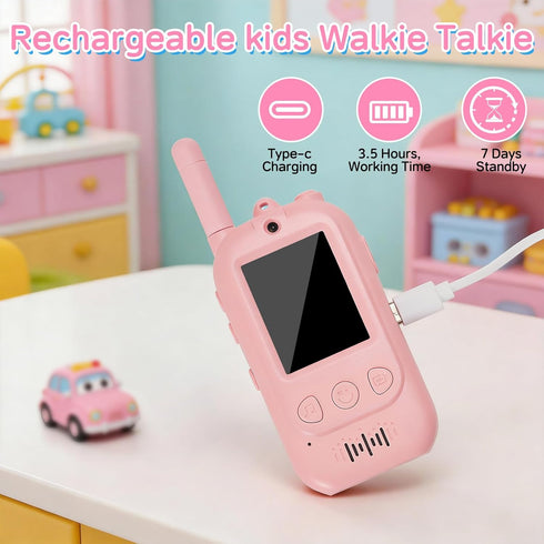 AnKangEra 2-Way 2 Pack 3-12 Video Walkie Talkies for Kids with Screen, Real-Time Video Call Toy, Long Range Kids Walkie