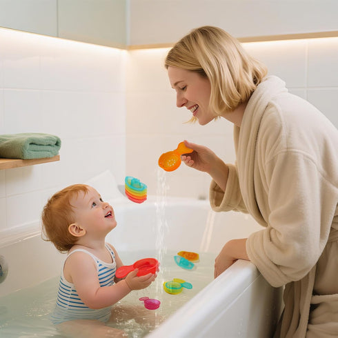 1-3 11PCS 2-4 Baby Bath Toys for Kids Ages Mold Free Bath Toys for Toddlers with Colorful Floating Boats and Spoons