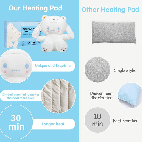 Microwave Heating Pad for Dogs, Heatable Stuffed Animals for Cramps Pain Relief, Cute Soft Cozy Pillow Plush Gifts for