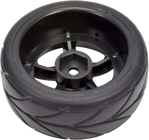 Apex RC Products 1/10 On-Road Black 5 Spoke Wheels with V Tread Rubber Tires (Set of 4) #5000