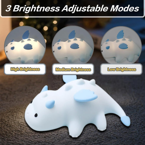 Cute Silicone Night Light for Kids - Touch Control LED Nursery Lamp for Baby Toddler Bedroom, Portable Battery Powered