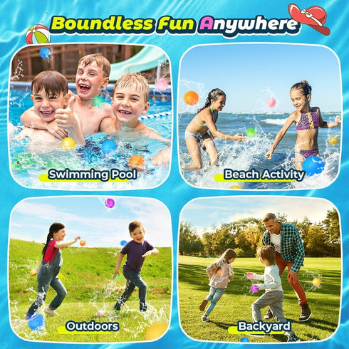 12Pcs Summer 3-12 Reusable Water Balloons, Pool Beach water Toys for Boys and Girls, Outdoor Toys for Kids Ages