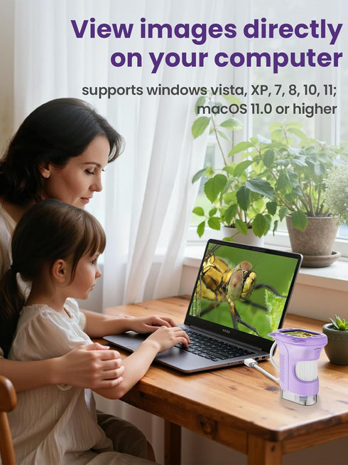 Vorth 2.4 Inch 1000X 3+, Microscope for Kids, Digital Microscope with Magnification, Handheld Camera Mini Pocket