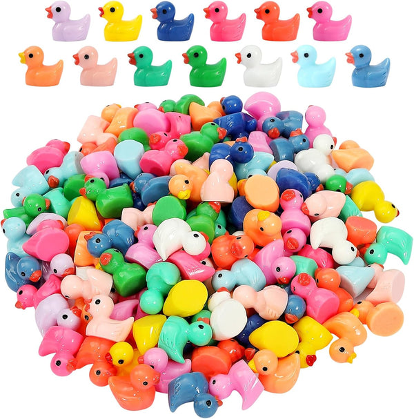 GADIEDIE 130Pcs Multicolor Mini Resin Ducks, Miniature Duck Figures for Home Decor and Garden Aquarium