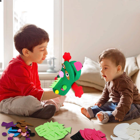 6Pcs WATINC Hand Puppet Making Kit, Art Craft Felt Sock Puppet Toys, Creative DIY Make Your Own Pompoms Wiggle Googly
