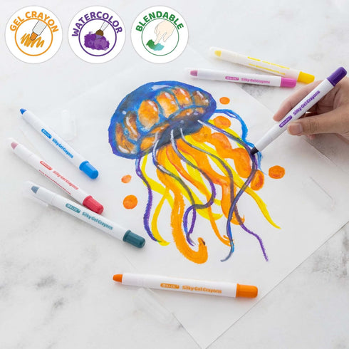 12 (12/Pack), 2-Packs BAZIC PRODUCTS Silky Gel Crayons Color, Washable Blendable Non Toxic Watercolor Crayon
