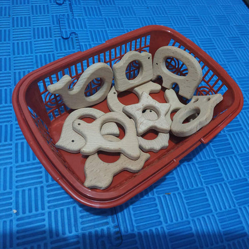Nature Baby Teething Toys - 11pc Wooden Teether Montessori Set, Organic Infant Teether Handmade Pendant Gift